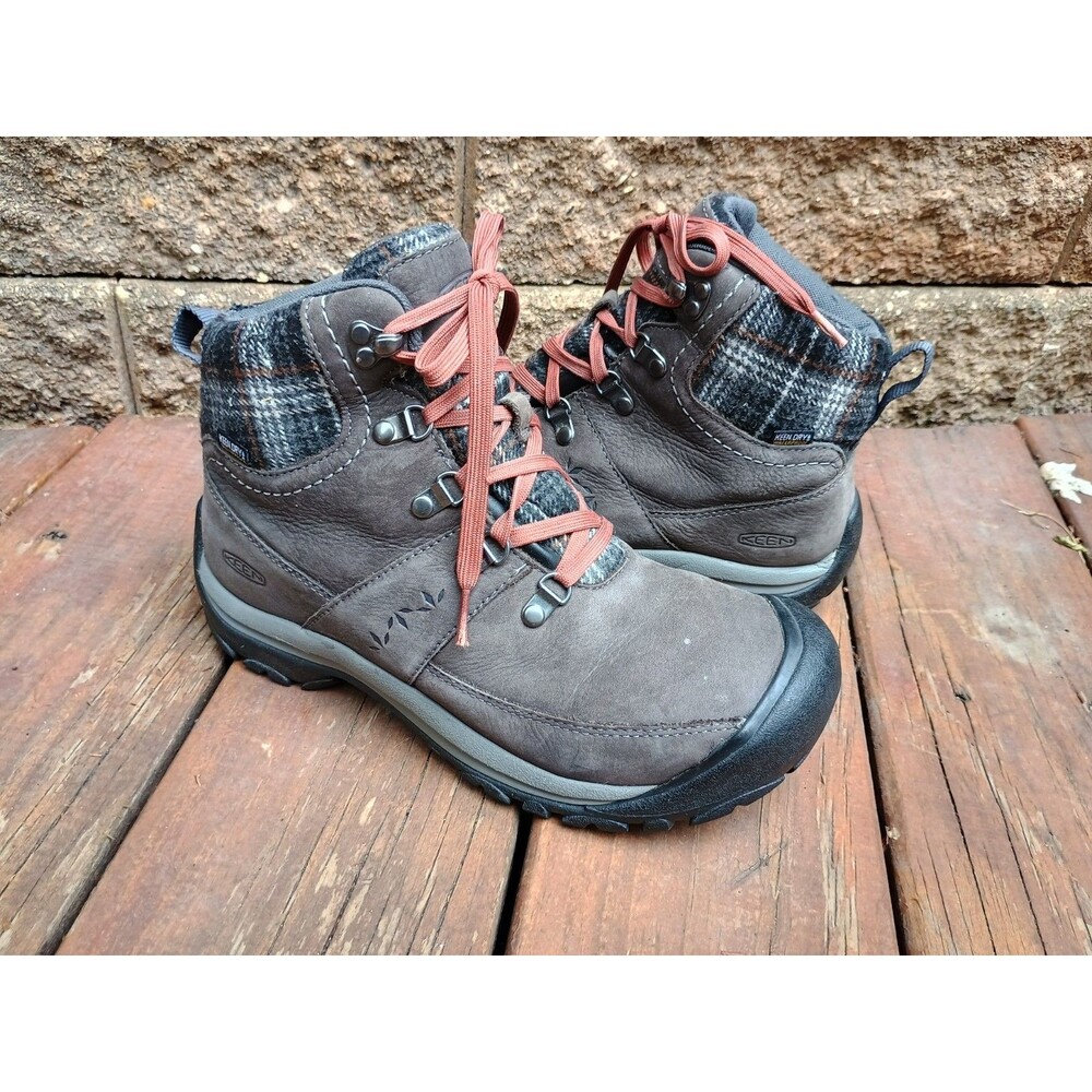 Keen Women's Kaci lll Winter Mid Rust Black Plaid Boot Hiking Sz 9